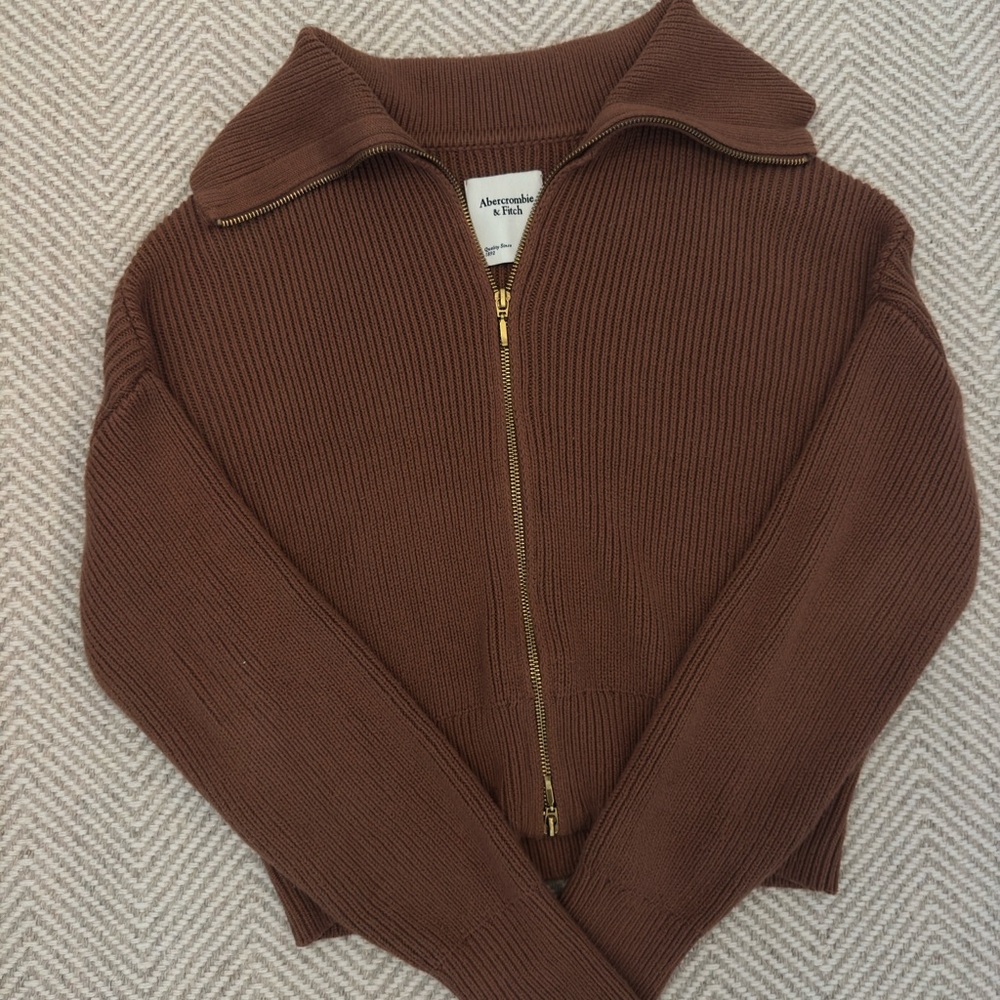 A&F Double Zip Ribbed Cardigan - Picture 4 of 7
